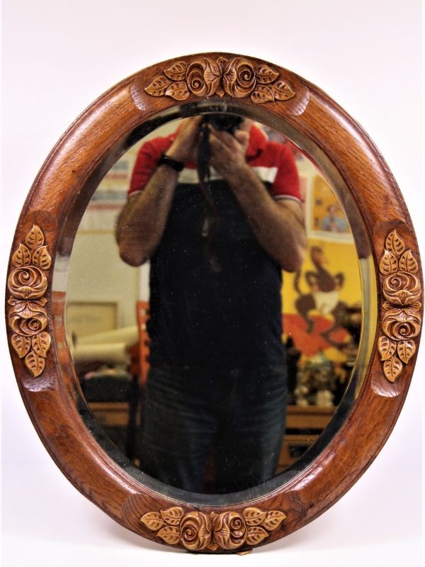 Ovale spiegel met bloemenmotief